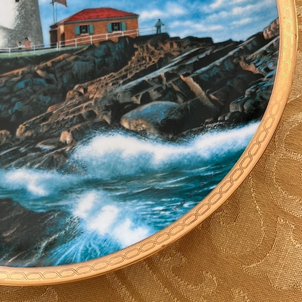EXC Lighthouse Portland Head Porcelain Plate 1989 Hamilton Collection Coastal